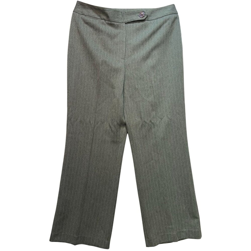 Harve Benard Women's Dress Pants Stretch Size 16 Gray Pinstripe Slash Pockets